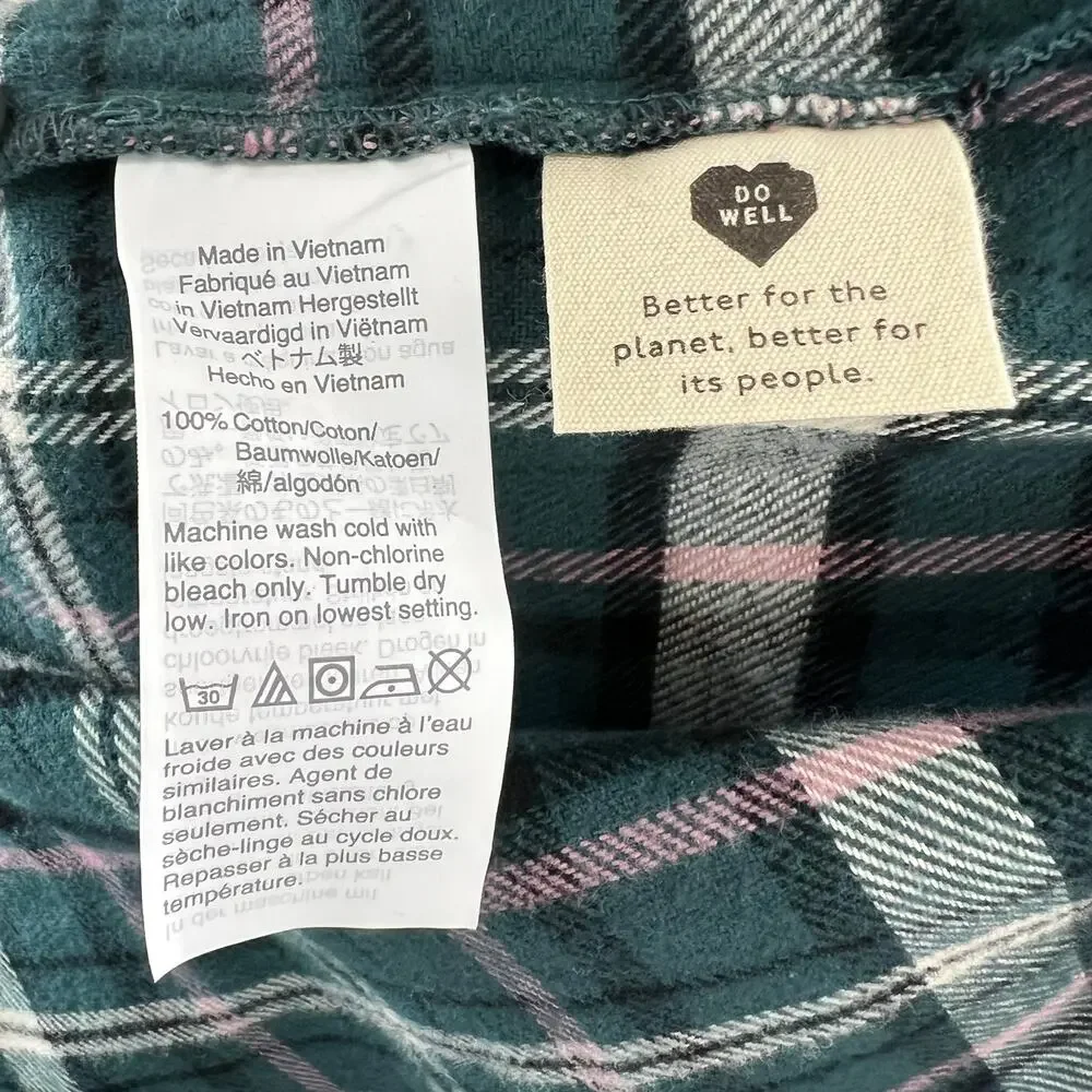 MADEWELL Green White Baywood Plaid Flannel Classic Ex-Boyfriend Shirt Size XS - Picture 8 of 10